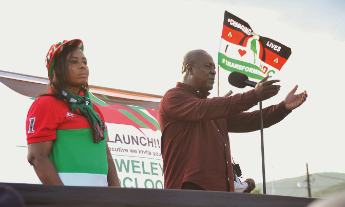 President Mahama addressing a rally at Dodowa. With him is Linda Akweley Ocloo, the parliamentary candidate for the Shai-Osudoku Constituency. Picture: EBOW HANSON President Mahama addressing a rally at Dodowa. With him is Linda Akweley Ocloo, the parliamentary candidate for the Shai-Osudoku Constituency. Picture: EBOW HANSON